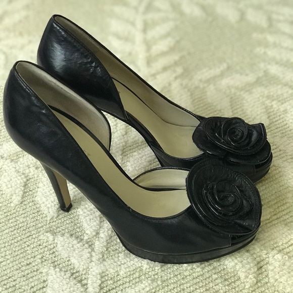 Nine West Peep Toe Heels with Rose - Picture 1 of 7